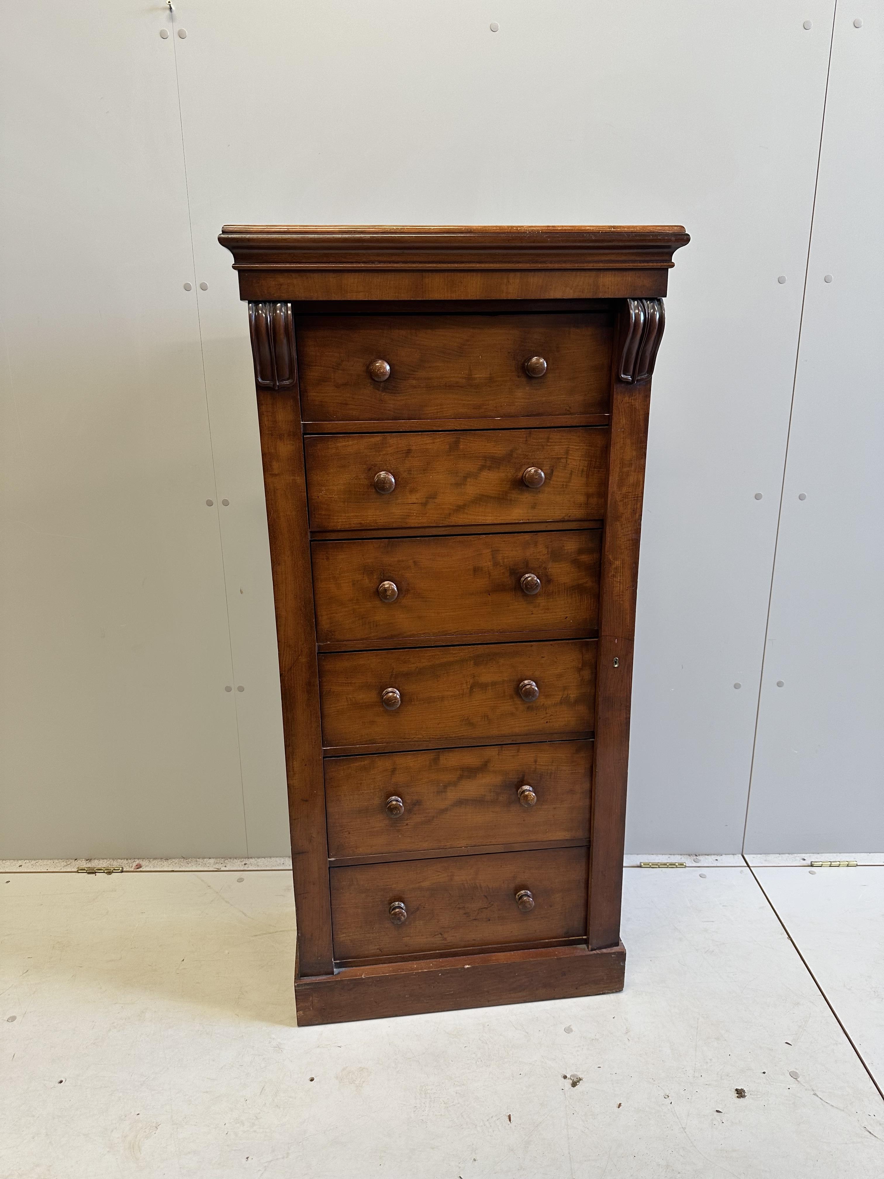 A Victorian mahogany Wellington chest, width 66cm, depth 37cm, height 138cm